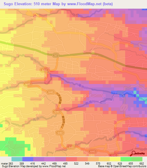 Sugo,Japan Elevation Map
