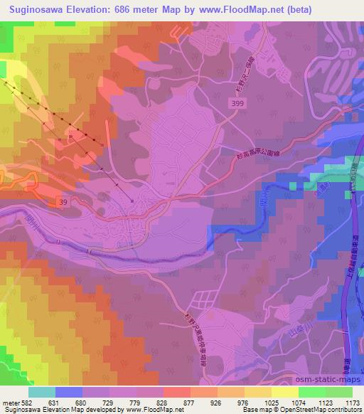 Suginosawa,Japan Elevation Map