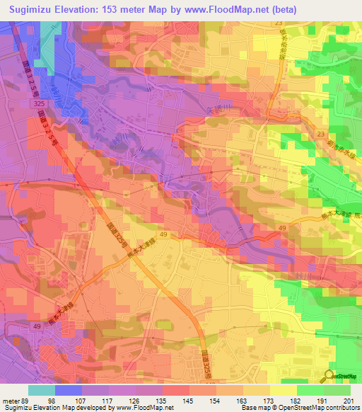 Sugimizu,Japan Elevation Map