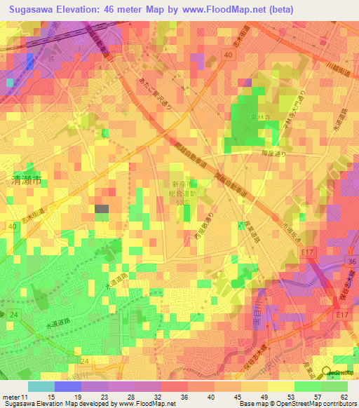 Sugasawa,Japan Elevation Map