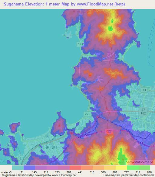 Sugahama,Japan Elevation Map