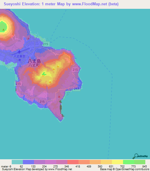 Sueyoshi,Japan Elevation Map