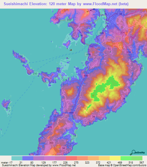Sueishimachi,Japan Elevation Map