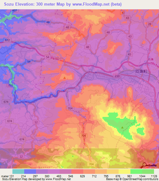 Sozu,Japan Elevation Map