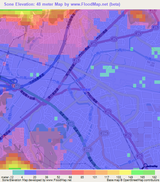 Sone,Japan Elevation Map