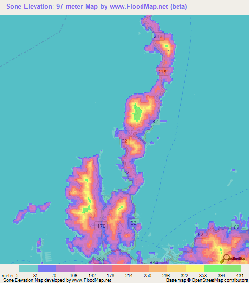 Sone,Japan Elevation Map