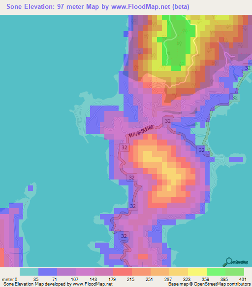 Sone,Japan Elevation Map