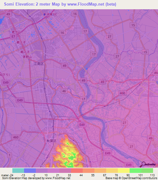 Somi,Japan Elevation Map