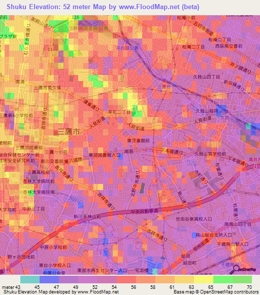 Shuku,Japan Elevation Map