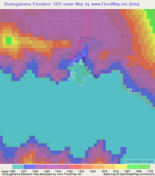Shobugahama,Japan Elevation Map