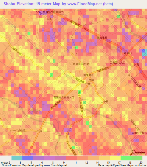 Shobu,Japan Elevation Map