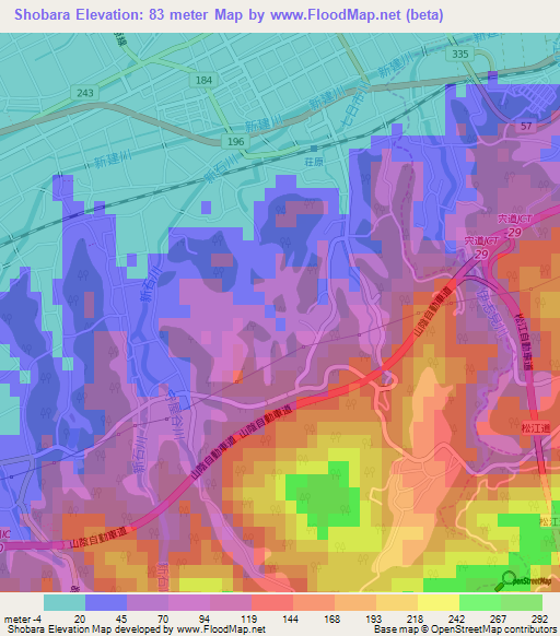 Shobara,Japan Elevation Map