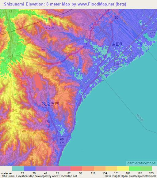 Shizunami,Japan Elevation Map