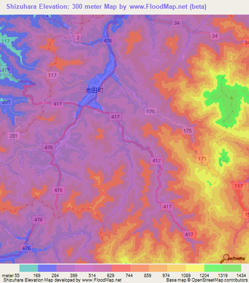 Shizuhara,Japan Elevation Map
