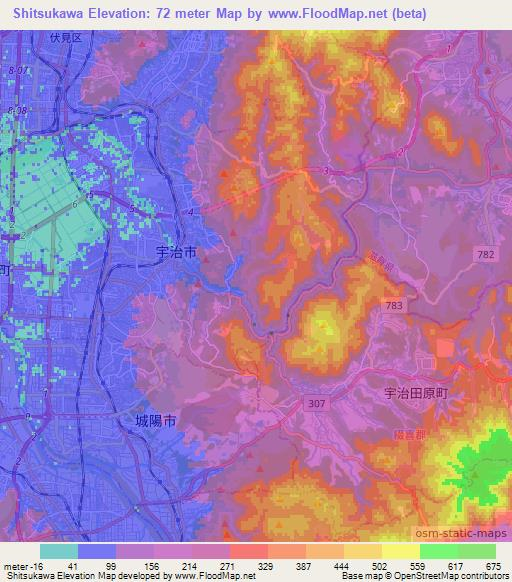 Shitsukawa,Japan Elevation Map