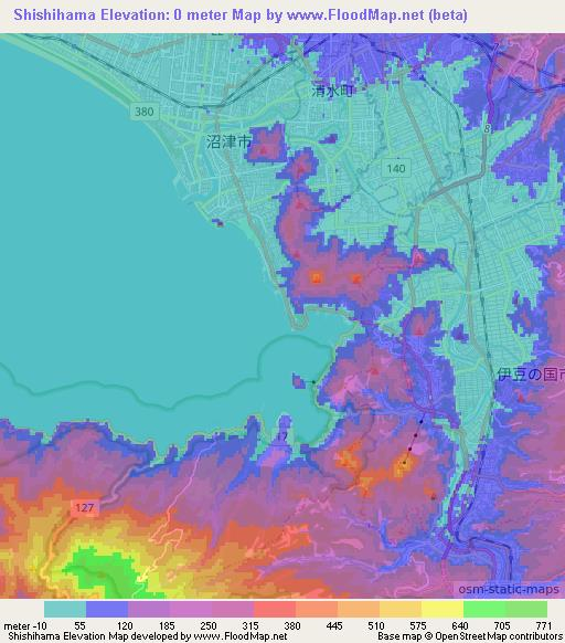 Shishihama,Japan Elevation Map