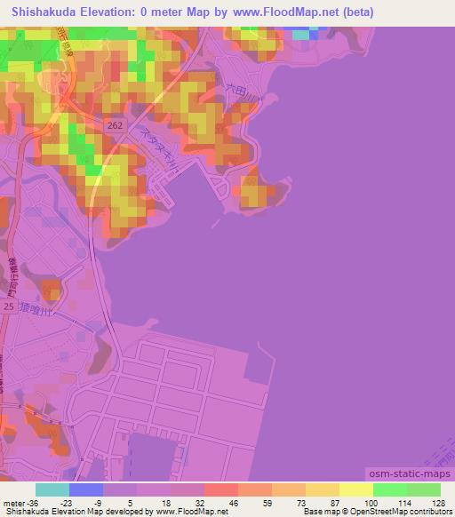 Shishakuda,Japan Elevation Map