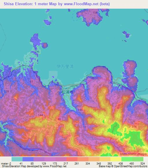 Shisa,Japan Elevation Map
