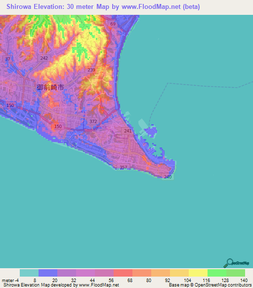 Shirowa,Japan Elevation Map