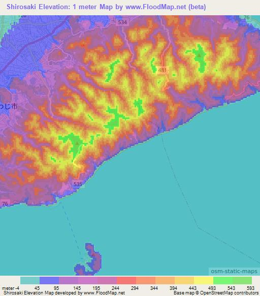 Shirosaki,Japan Elevation Map