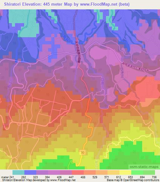 Shiratori,Japan Elevation Map