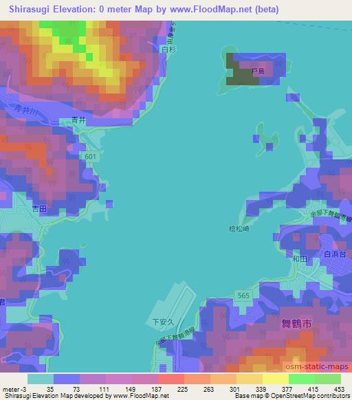 Shirasugi,Japan Elevation Map