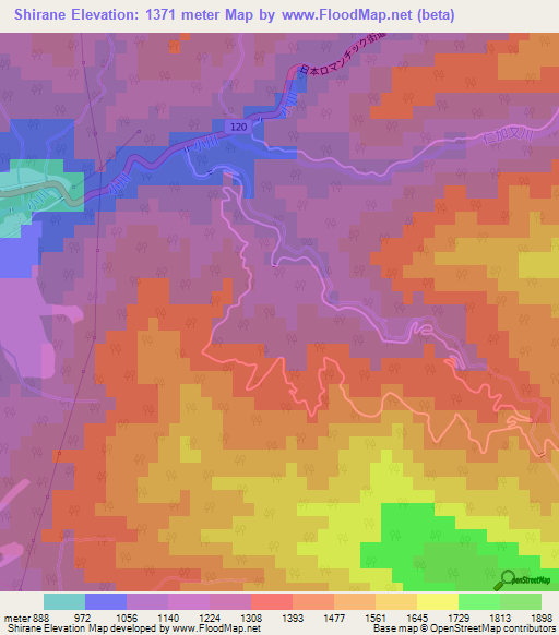 Shirane,Japan Elevation Map