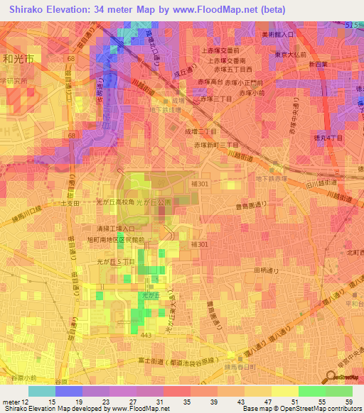 Shirako,Japan Elevation Map