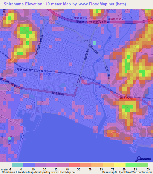 Shirahama,Japan Elevation Map