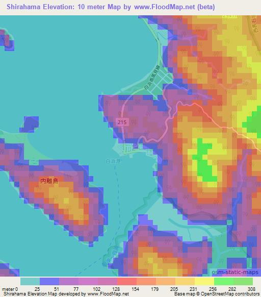 Shirahama,Japan Elevation Map