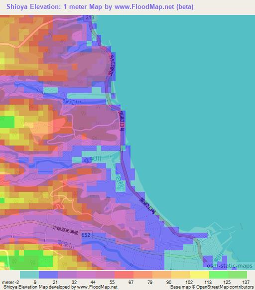 Shioya,Japan Elevation Map