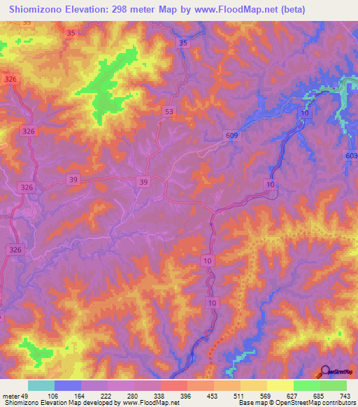 Shiomizono,Japan Elevation Map