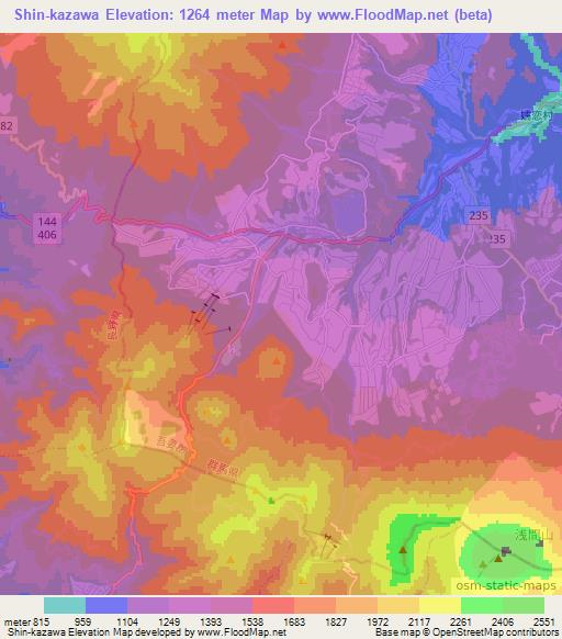 Shin-kazawa,Japan Elevation Map