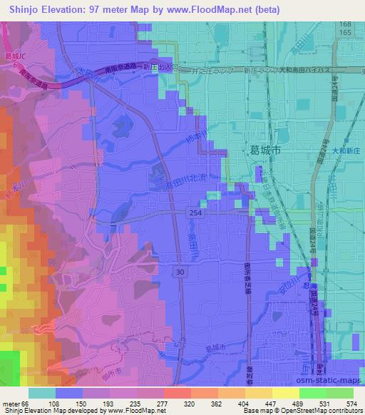 Shinjo,Japan Elevation Map