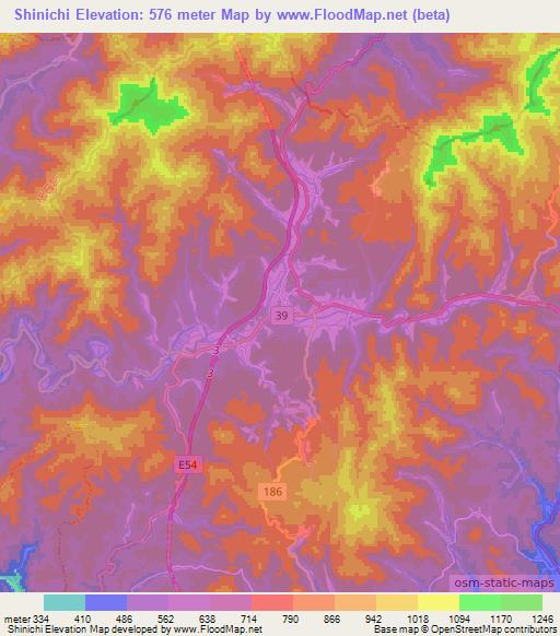 Shinichi,Japan Elevation Map