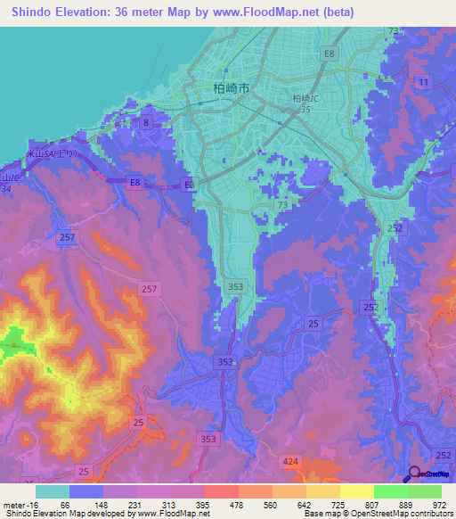 Shindo,Japan Elevation Map