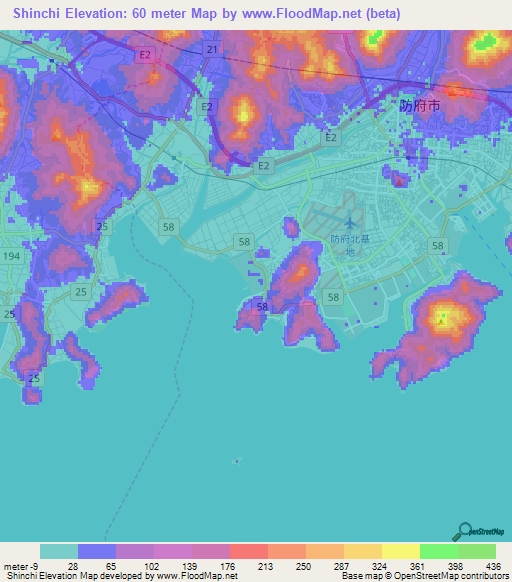 Shinchi,Japan Elevation Map