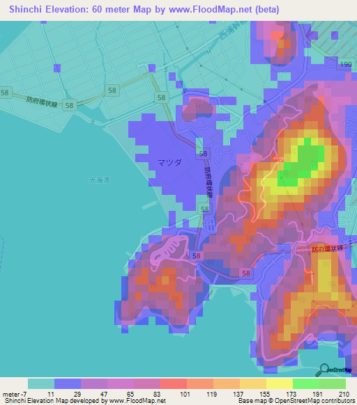 Shinchi,Japan Elevation Map