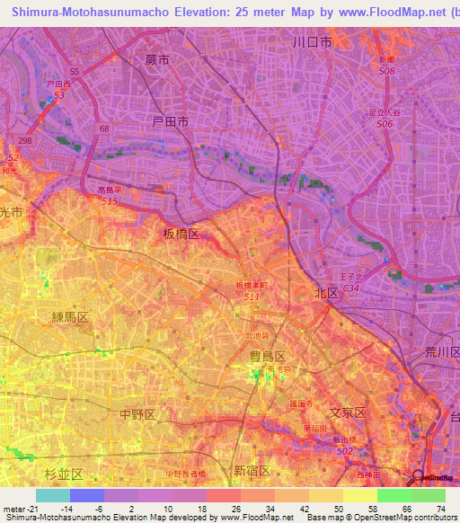 Shimura-Motohasunumacho,Japan Elevation Map