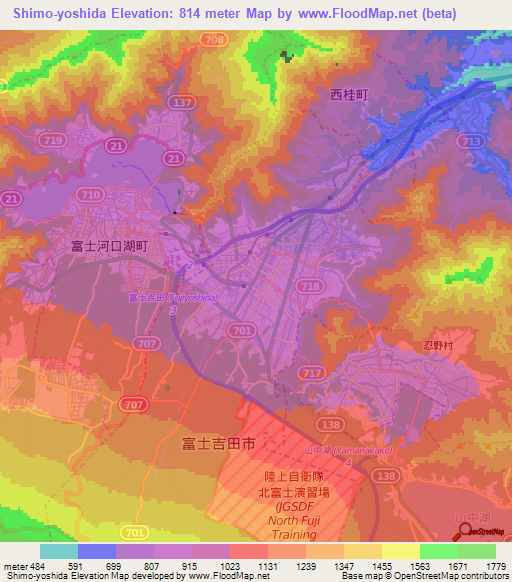 Shimo-yoshida,Japan Elevation Map