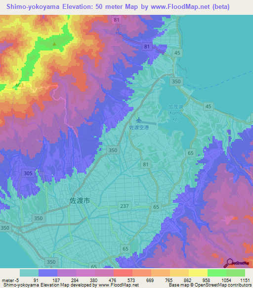 Shimo-yokoyama,Japan Elevation Map
