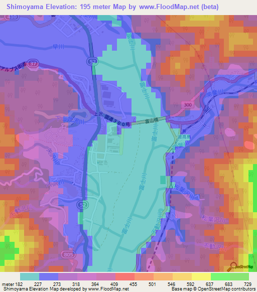 Shimoyama,Japan Elevation Map