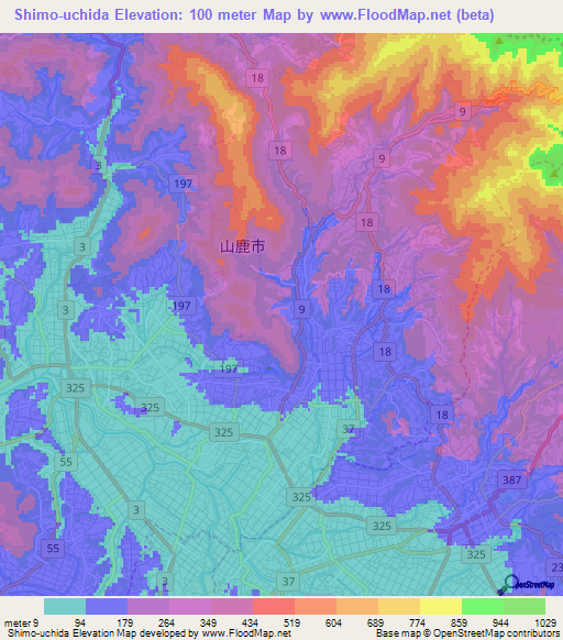 Shimo-uchida,Japan Elevation Map