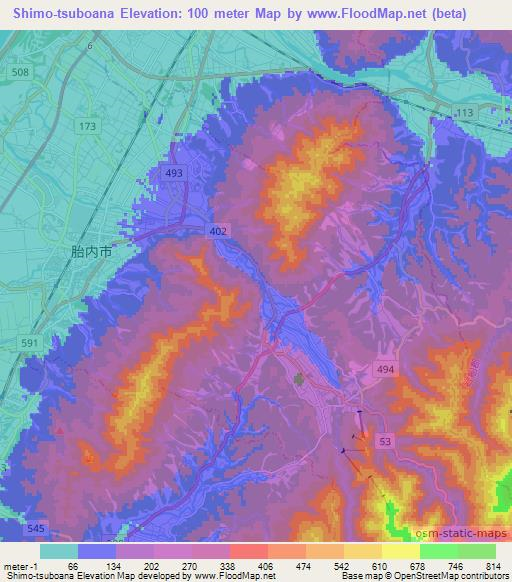 Shimo-tsuboana,Japan Elevation Map