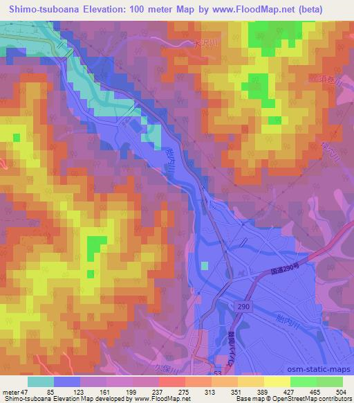 Shimo-tsuboana,Japan Elevation Map