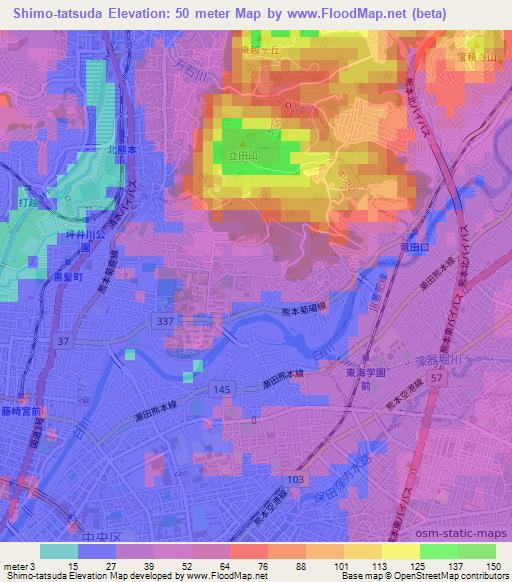 Shimo-tatsuda,Japan Elevation Map