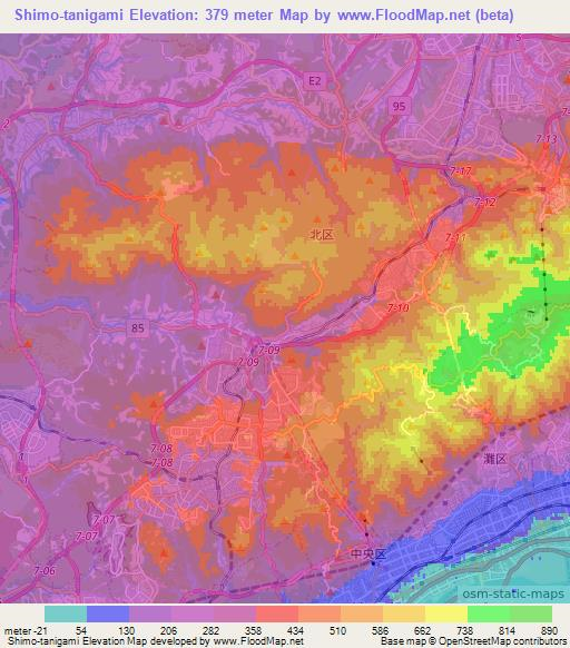 Shimo-tanigami,Japan Elevation Map
