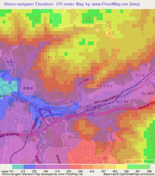 Shimo-tanigami,Japan Elevation Map