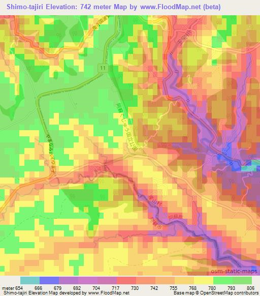 Shimo-tajiri,Japan Elevation Map