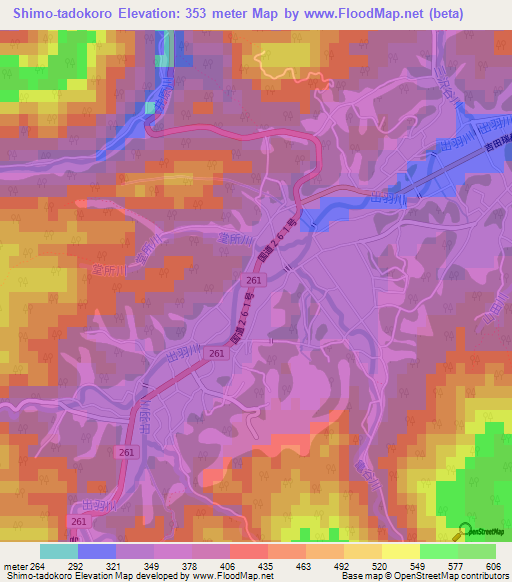 Shimo-tadokoro,Japan Elevation Map
